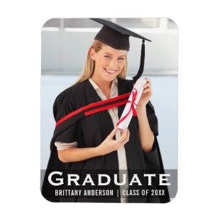 Graduation Announcement Modern Graduate Photo Magnet