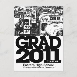 Graduation Announcement Postcard School Bus 1
