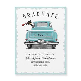 Graduation Announcement Vintage Blue Truck 2023