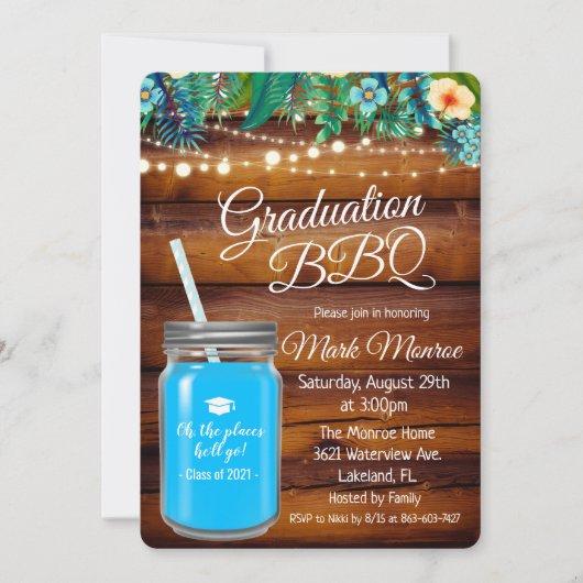 Graduation Backyard BBQ Mason Jar Invitation