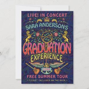 Graduation Band Retro 70s Concert Ticket Theme Invitation