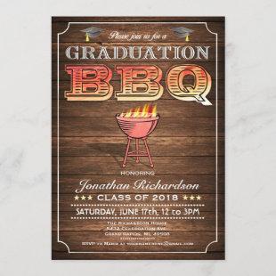 Graduation BBQ Invitations (Grill & Wood)