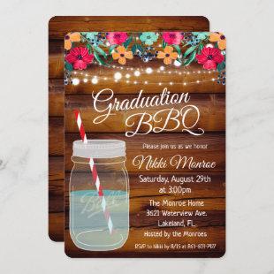 Graduation BBQ Mason Jar Invitation