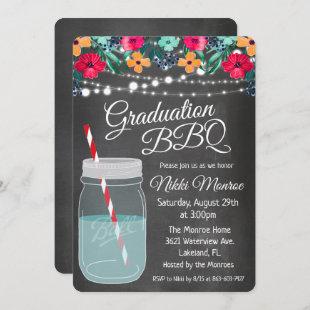 Graduation BBQ Mason Jar Invitation