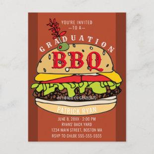 Graduation BBQ Party Burger Invitation Postcard