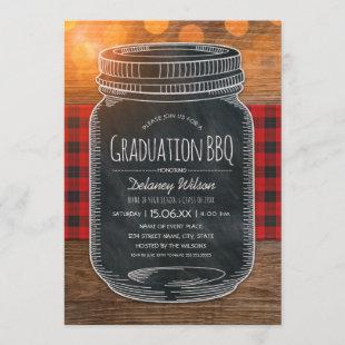 Graduation BBQ Party Rustic Chalkboard Mason Jar Invitation