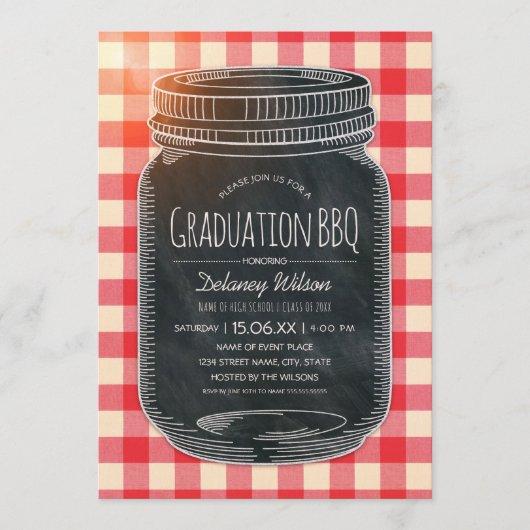 Graduation BBQ Party Vintage Chalkboard Mason Jar Invitation