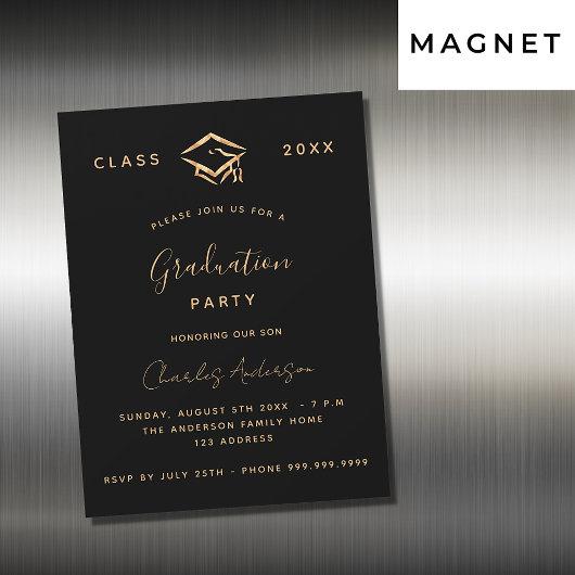 Graduation black gold 2023 minimalist luxury magnetic invitation