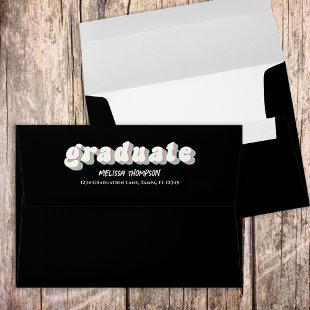Graduation Black Graduate Retro Typography Simple  Envelope