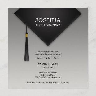 Graduation Black Hat Elegant Flat Invitation