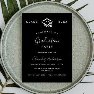 Graduation black white simple 2023 luxury invitation