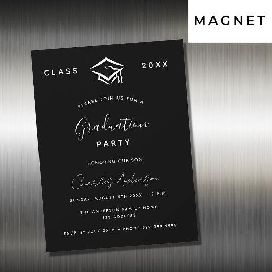 Graduation black white simple 2023 luxury magnetic invitation