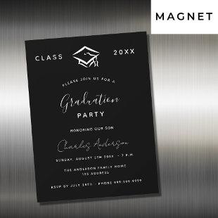 Graduation black white simple 2024 luxury magnetic invitation