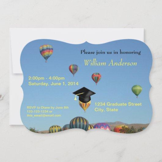Graduation Black Yellow Hot Air Balloon Invitation