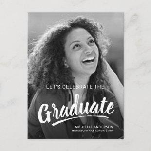 Graduation Bold Brush Script 2-Sided Party Invitation Postcard