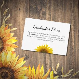Graduation Botanical Sunflower Future Plans Enclosure Card