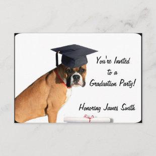 Graduation Boxer dog party invitation
