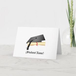 Graduation Cap and Diploma,Personalized Stationery Thank You Card