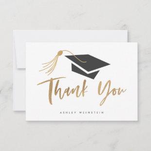 Graduation Cap and Tassel Gold Foil Thank You Card