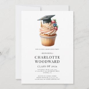 Graduation Cap Cupcake illustration Grad Party Invitation