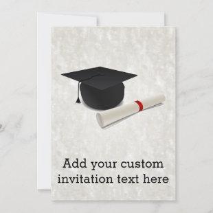 Graduation Cap Diploma Customizable Invitation