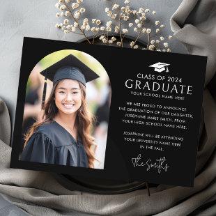 Graduation cap elegant arch black photo announcement