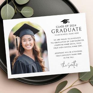 Graduation cap elegant arch white photo announcement