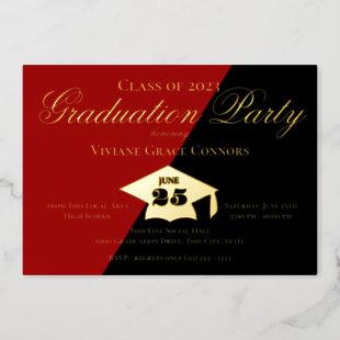 Graduation Cap Elegant Modern Foil Invitation
