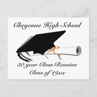 Graduation Cap - High School Class Reunion Announcement Postcard