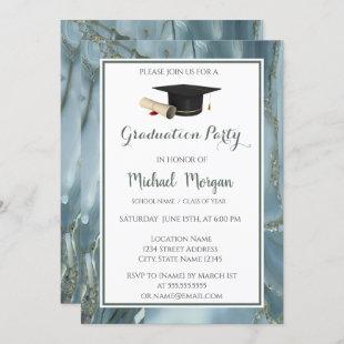 Graduation Cap Marble, Stone Graduation Party Invitation
