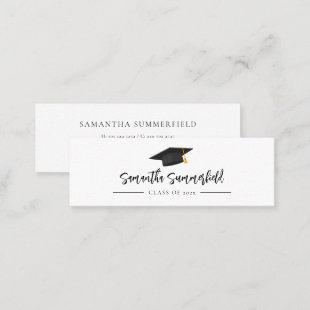 Graduation Cap Modern Script Name Calling Mini Business Card