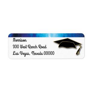 Graduation Cap Monogram Galaxy Blue Label