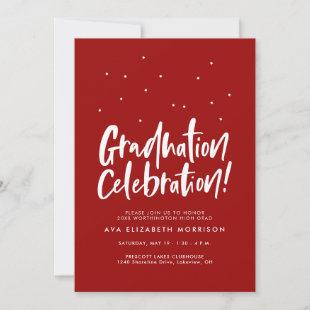 Graduation celebration fun red party invitation