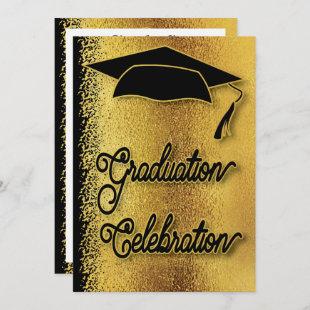 Graduation Celebration Grad Party Faux Gold Modern Invitation
