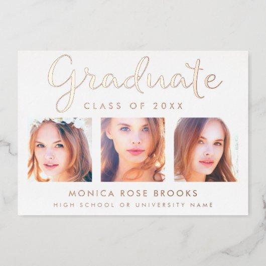 Graduation Celebration Rose Gold Foil Invitation
