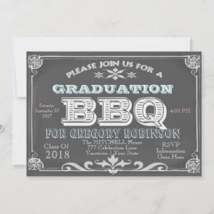 Graduation Chalkboard BBQ Invitations