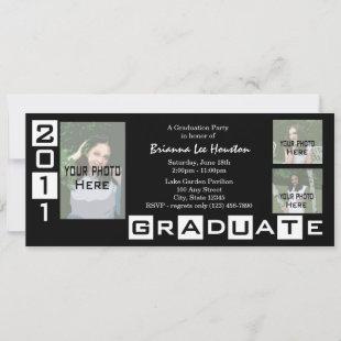 Graduation Class of 2011/ Black Tri Photo Invitation