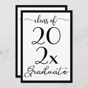 Graduation Class Of 2024 Black & White Script Invitation
