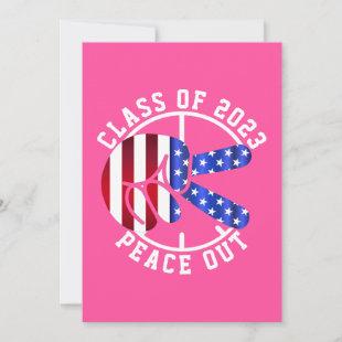 Graduation Class Of 2024 Peace Out Graduate Pink Invitation