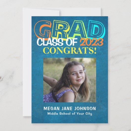 Graduation colorful middle school photo announcement