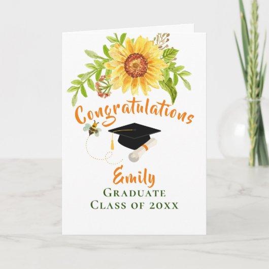 Graduation Congratulation Yellow Floral  Card