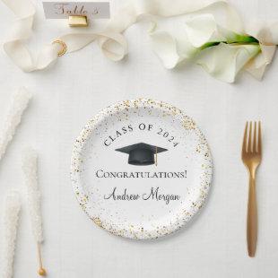 Graduation Congratulations Gold Confetti Paper Plates