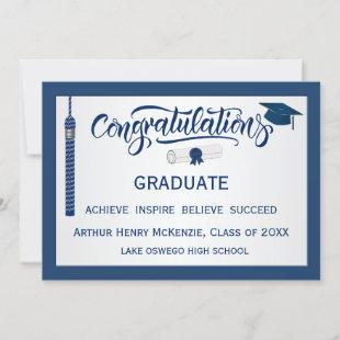 Graduation Congratulations Tassel Blue Invitation