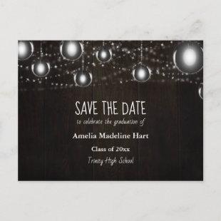 Graduation Country | String Lights Save The Date  Announcement Postcard