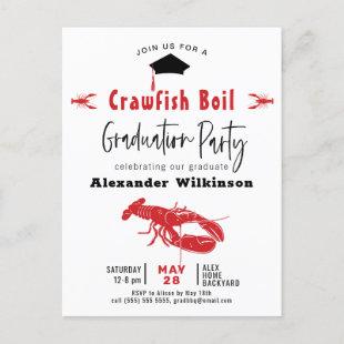 Graduation Crawfish Boil BBQ Party Invitation Postcard