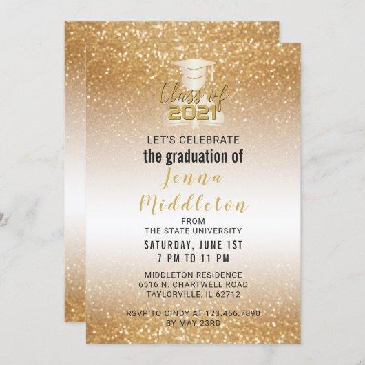 Graduation Design in A Glitter Gold Invitation