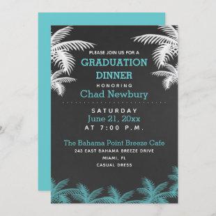 Graduation Dinner Palm Tree Chalkboard Tropical Invitation