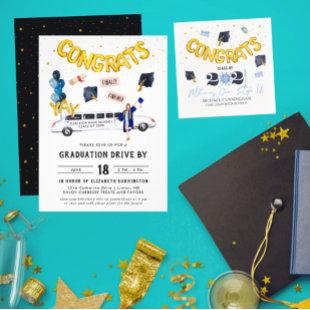 Graduation Drive By Parade Party | White Limo Invitation