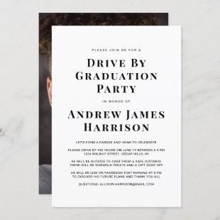 Graduation Drive By Party Minimal Modern Photo Invitation