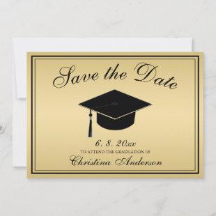 Graduation Elegant Gold Black Script Save the Date Invitation